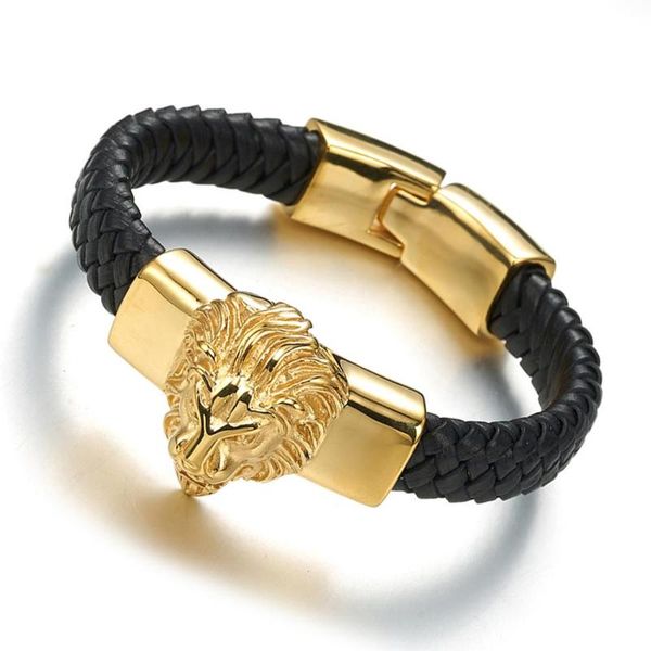 charm bracelets punk style genuine leather bracelet men fine jewelry stainless steel lion eagle bangles male femme, Golden;silver
charm bracelets punk style genuine leather bracelet men fine jewelry stainless steel lion eagle bangles male femme, Golden;silver