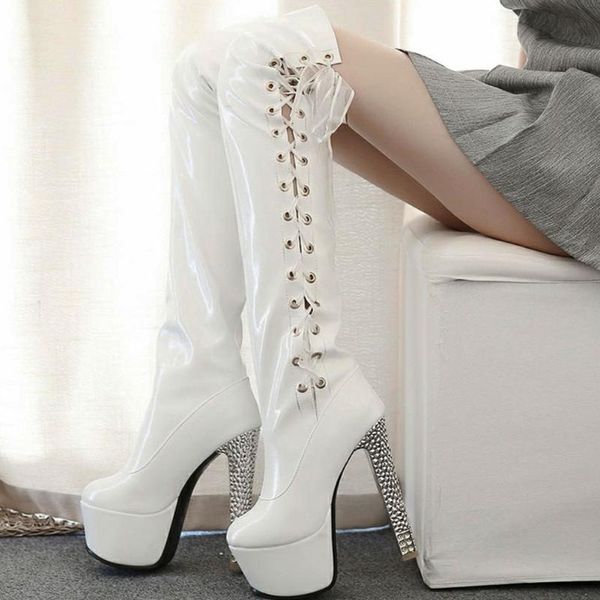 lapolaka extreme high heels platform over the knee shoelaces party nightclub fashion boots woman shoes female, Black
lapolaka extreme high heels platform over the knee shoelaces party nightclub fashion boots woman shoes female, Black
