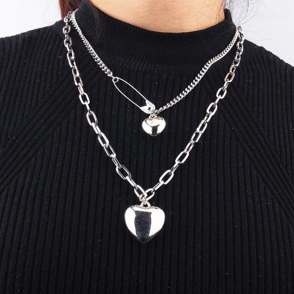 pendant necklaces european ins style creative pin heart muti chian necklace chunky hiphop funk for women man drop, Silver
pendant necklaces european ins style creative pin heart muti chian necklace chunky hiphop funk for women man drop, Silver