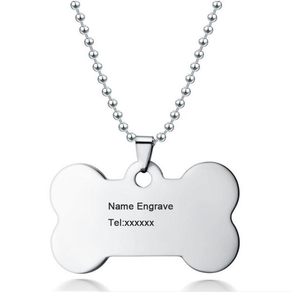 pendant necklaces anti-lost pet cat dog id name tag necklace cute bone engraved for puppy collars accessories, Silver
pendant necklaces anti-lost pet cat dog id name tag necklace cute bone engraved for puppy collars accessories, Silver