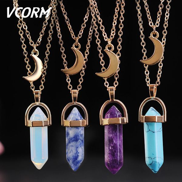 vcorm cute moon hexagonal column natural crystal chains necklaces fashion vintage link chain necklaces for women jewelry gift, Silver
vcorm cute moon hexagonal column natural crystal chains necklaces fashion vintage link chain necklaces for women jewelry gift, Silver