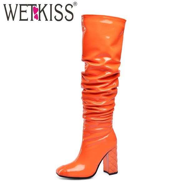 wetkiss slouch boots женщины патентный pu сапоги до колен высокие каблуки толстые обувь с квадратным носком туфли женские winter plus размер, Black
wetkiss slouch boots женщины патентный pu сапоги до колен высокие каблуки толстые обувь с квадратным носком туфли женские winter plus размер, Black