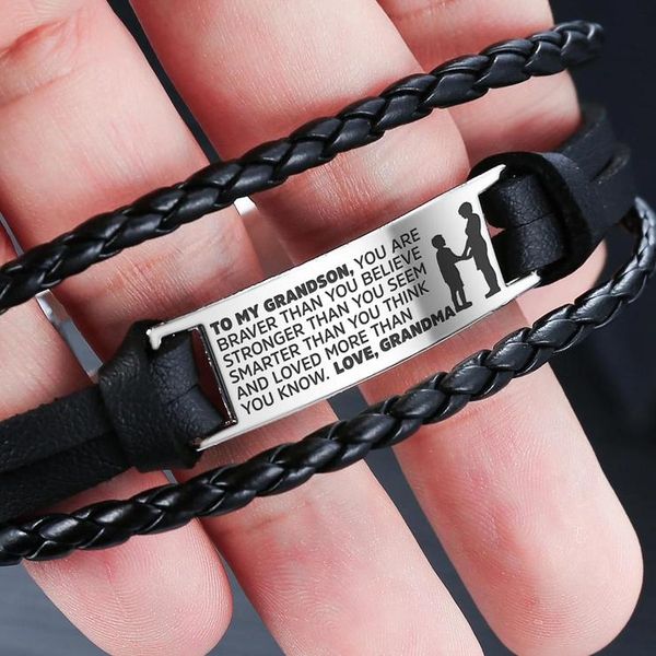 charm bracelets to my grandson from grandma hand-woven retro multi-color bracelet diy engrave leather steel jewelry christmas gifts, Golden;silver
charm bracelets to my grandson from grandma hand-woven retro multi-color bracelet diy engrave leather steel jewelry christmas gifts, Golden;silver
