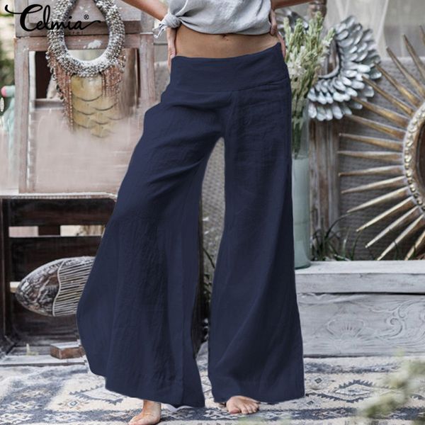 celmia 2020 vintage women linen wide leg pants fashion high split long trousers casual loose palazzo plus size pantalon femme, Black;white
celmia 2020 vintage women linen wide leg pants fashion high split long trousers casual loose palazzo plus size pantalon femme, Black;white