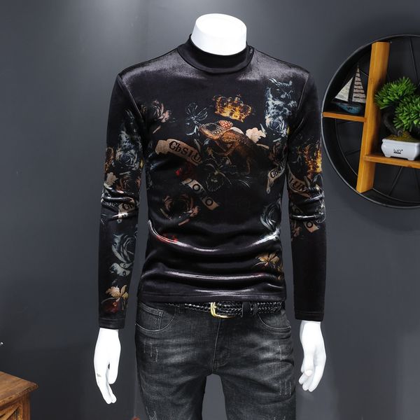 long-sleeved printing t-shirt winter youth europe trend shirt thick plus bottoming 2020 men's high-neck velvet slim osjdq, Black
long-sleeved printing t-shirt winter youth europe trend shirt thick plus bottoming 2020 men's high-neck velvet slim osjdq, Black
