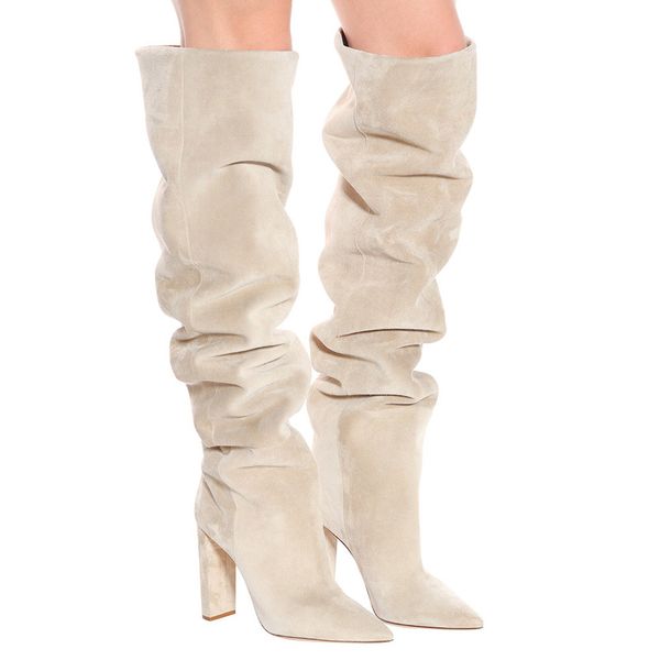 women faux suede over the knee high slouchy boots pointy toe chunky heel slouch long boots ladies winter heeled shoes, Black
women faux suede over the knee high slouchy boots pointy toe chunky heel slouch long boots ladies winter heeled shoes, Black