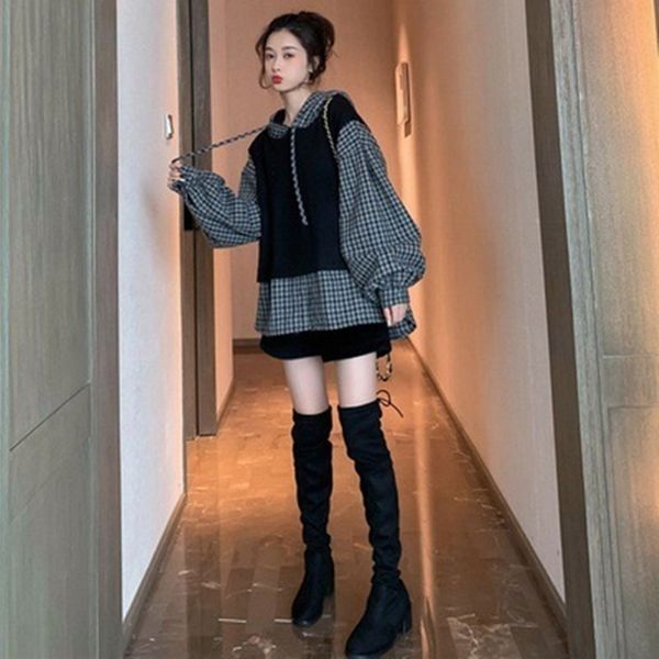 women's loose korean style sweatersweater sweater 2020 new spring and autumn thin fashion lazy style hooded fake two-piece fashionab, Black
women's loose korean style sweatersweater sweater 2020 new spring and autumn thin fashion lazy style hooded fake two-piece fashionab, Black