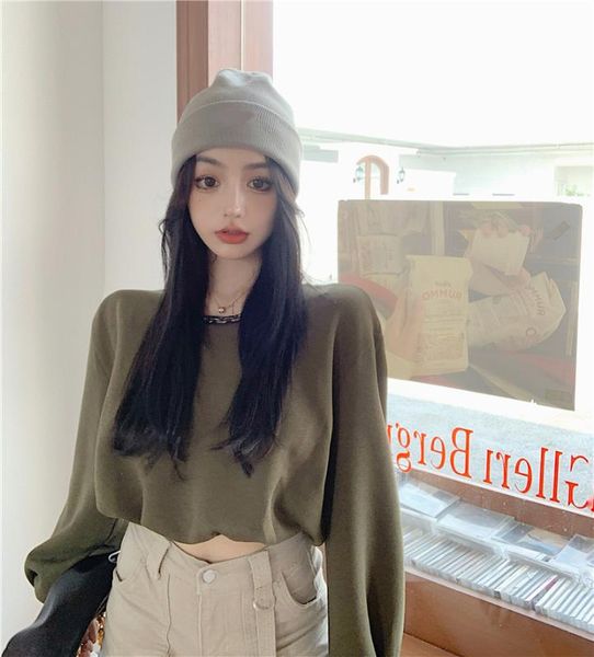 high fashion cool girl crop sweatshirt women autumn lantern sleeve chain sweat femme, Black
high fashion cool girl crop sweatshirt women autumn lantern sleeve chain sweat femme, Black