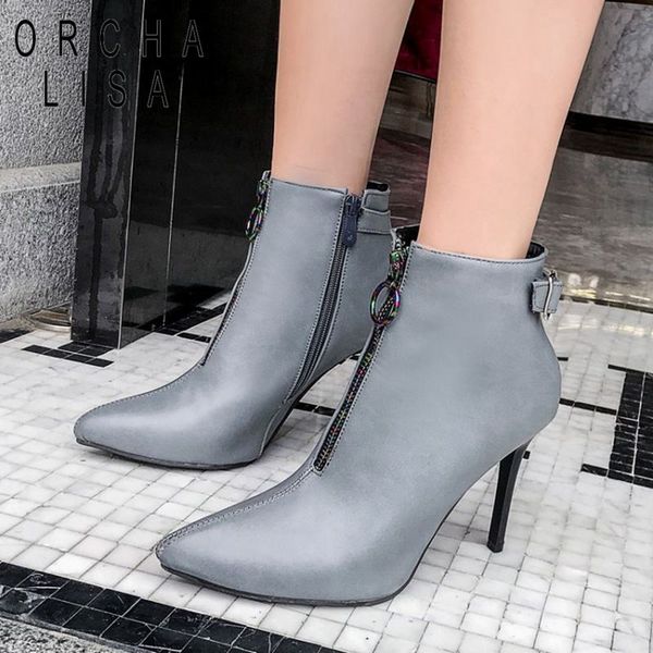 orcha lisa stiletto heel boots for women lady party shoes thin high heel ankle boots pointed toe front zipper office shoes, Black
orcha lisa stiletto heel boots for women lady party shoes thin high heel ankle boots pointed toe front zipper office shoes, Black