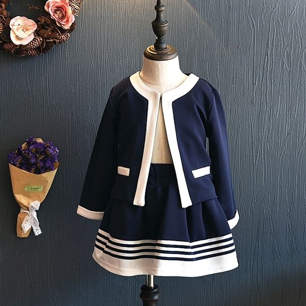 2020 spring fashion girls kid clothing sets children's navy blue short jacket an + striped skirts 2pcs suits kids formal clothes y20090, Blue;gray
2020 spring fashion girls kid clothing sets children's navy blue short jacket an + striped skirts 2pcs suits kids formal clothes y20090, Blue;gray
