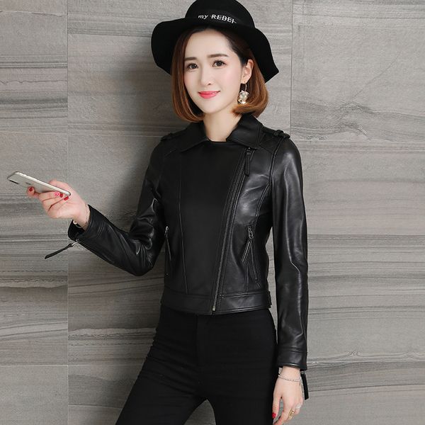 autumn 2020 new genuine leather short coat slimming zipper motorcycle biker sheepskin jacket for women female fashion clothes, Black
autumn 2020 new genuine leather short coat slimming zipper motorcycle biker sheepskin jacket for women female fashion clothes, Black