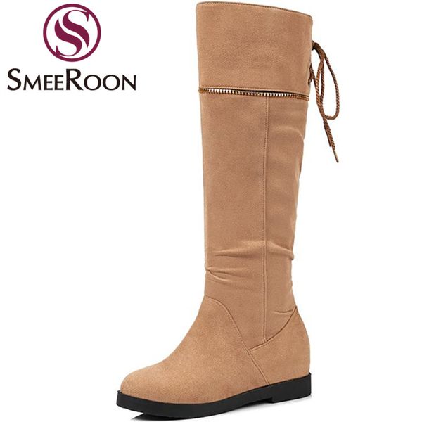 smeeroon height increasing boots for women warm winter boots round toe slip on knee high simple campus shoes woman, Black
smeeroon height increasing boots for women warm winter boots round toe slip on knee high simple campus shoes woman, Black