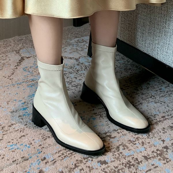 women round head square heels ankle boots pull-on spring fall fashion sewing daily white black brown booties 2020
women round head square heels ankle boots pull-on spring fall fashion sewing daily white black brown booties 2020