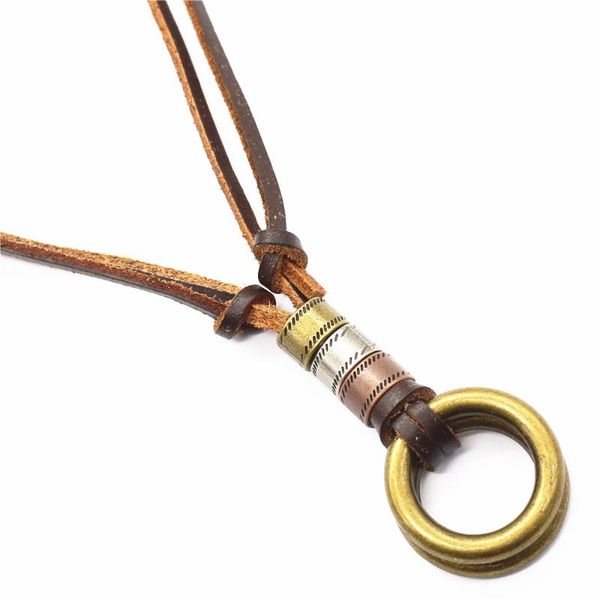chains handmade alloy bronze circle pendant vintage punk genuine leather men necklace for women female homme gift jewelry, Silver
chains handmade alloy bronze circle pendant vintage punk genuine leather men necklace for women female homme gift jewelry, Silver