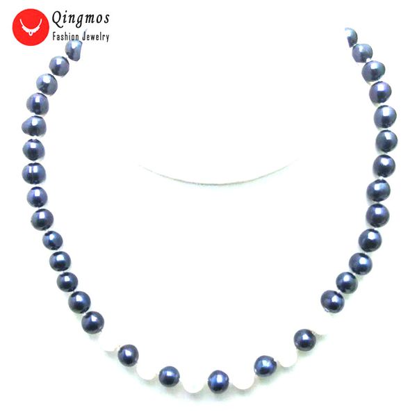 chokers qingmos 6-7mm round natural freshwater black pearl necklace for women with white pendant 17" jewelry, Golden;silver
chokers qingmos 6-7mm round natural freshwater black pearl necklace for women with white pendant 17" jewelry, Golden;silver