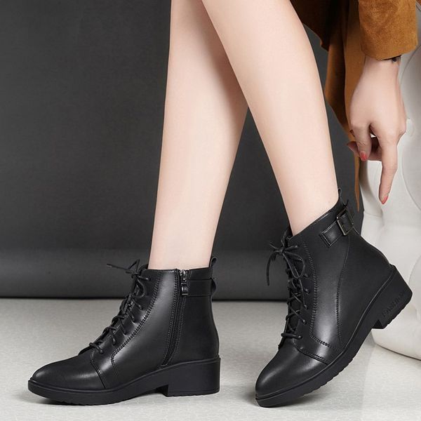 boots winter autumn women ankle platforms square heel genuine cow leather motorcycle botas lady shoes x0121, Black
boots winter autumn women ankle platforms square heel genuine cow leather motorcycle botas lady shoes x0121, Black