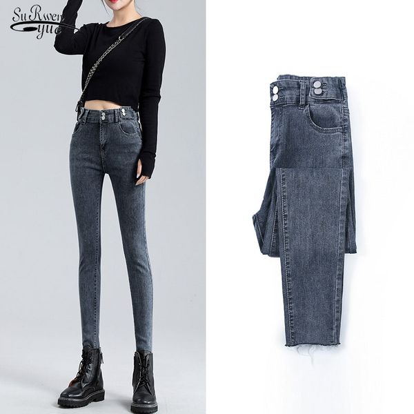 women's jeans pantalon 2021 autumn women high waist tight pencil pants button soft light blue denim gray streetwear trousers 10834
women's jeans pantalon 2021 autumn women high waist tight pencil pants button soft light blue denim gray streetwear trousers 10834