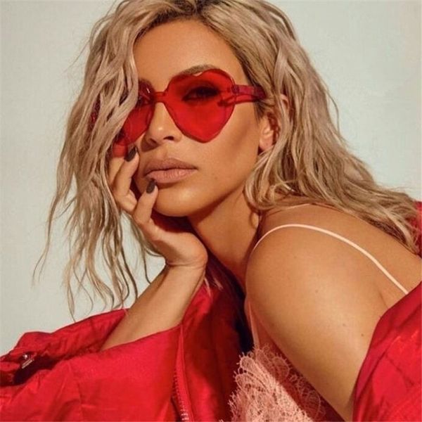 sunglasses one piece love heart shaped women rimless frame tint clear lens colorful red pink yellow shades uv400, White;black
sunglasses one piece love heart shaped women rimless frame tint clear lens colorful red pink yellow shades uv400, White;black