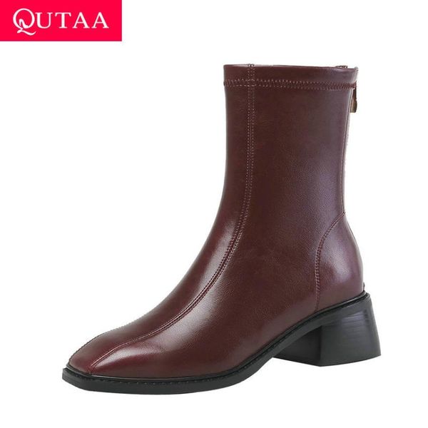 boots qutaa 2021 square high heel fashion ankle cow leather zipper women shoes autumn winter toe short size 34-39, Black
boots qutaa 2021 square high heel fashion ankle cow leather zipper women shoes autumn winter toe short size 34-39, Black