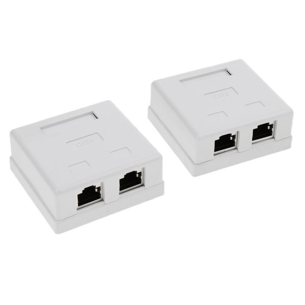 2 pack of cat6 double port surface mount outlet box rj45 face plate + backbox combo
2 pack of cat6 double port surface mount outlet box rj45 face plate + backbox combo