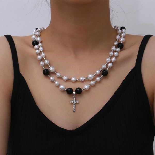 lacteo vintage two color imitation pearl chain choker necklace fashion shiny rhinestone cross pendant necklace jewelry for women, Silver
lacteo vintage two color imitation pearl chain choker necklace fashion shiny rhinestone cross pendant necklace jewelry for women, Silver