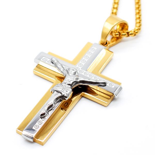 pendant necklaces amumiu jesus gold color stainless steel cross necklace chain men's women's jewelry hp256a, Silver
pendant necklaces amumiu jesus gold color stainless steel cross necklace chain men's women's jewelry hp256a, Silver