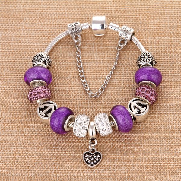 charm bracelets style vintage silver plated heart pendant purple crystal zircon diy charms european & bangles for women gift, Golden;silver
charm bracelets style vintage silver plated heart pendant purple crystal zircon diy charms european & bangles for women gift, Golden;silver