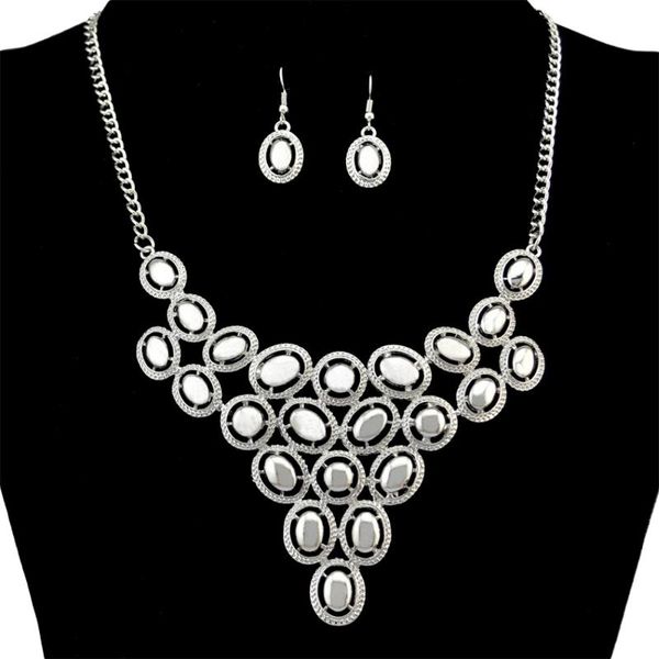 adjustable full set 2021 color & gold alloy chain fashion choker statement necklace earrings set for women music party gift, Silver
adjustable full set 2021 color & gold alloy chain fashion choker statement necklace earrings set for women music party gift, Silver