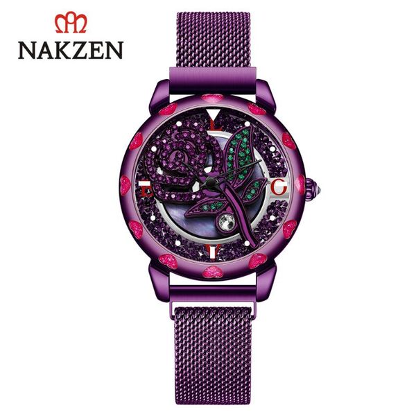 japanese watch nakzen women automatic rotation 360 watch stainless steel rose case quartz crystal zirconia inlaid, Slivery;brown
japanese watch nakzen women automatic rotation 360 watch stainless steel rose case quartz crystal zirconia inlaid, Slivery;brown