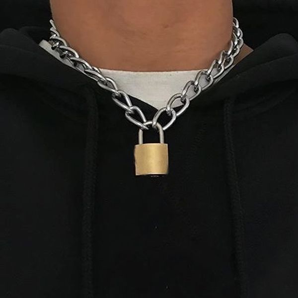 cool punk rock chain padlock choker retro bronze square lock necklace heavy duty, Silver
cool punk rock chain padlock choker retro bronze square lock necklace heavy duty, Silver