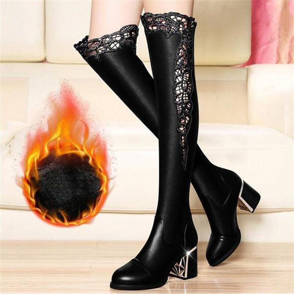 autumn winter women long boots chunky high heels over the knee boots female warm leather lace women's fashion shoes black
autumn winter women long boots chunky high heels over the knee boots female warm leather lace women's fashion shoes black
