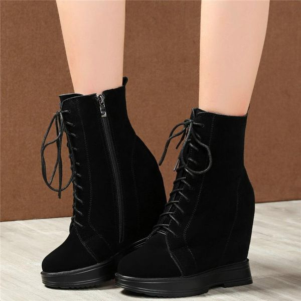 boots winter punk fashion sneakers women lace up genuine leather wedges high heel snow female warm platform pumps shoes, Black
boots winter punk fashion sneakers women lace up genuine leather wedges high heel snow female warm platform pumps shoes, Black