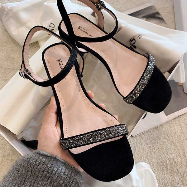 women cow suede leather sandals med heel summer shoes lady solid summer shoes new casual sandals, Black
women cow suede leather sandals med heel summer shoes lady solid summer shoes new casual sandals, Black