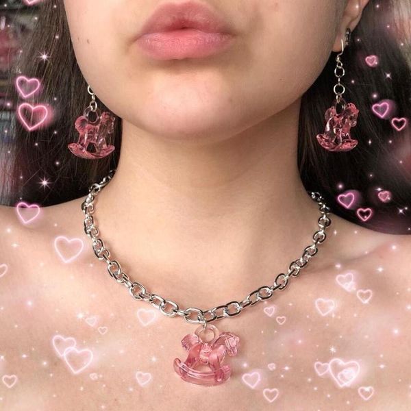 chokers fashion animal choker acrylic necklaces stainless steel chain cute pendant for women men punk necklace colorful party gifts, Golden;silver
chokers fashion animal choker acrylic necklaces stainless steel chain cute pendant for women men punk necklace colorful party gifts, Golden;silver