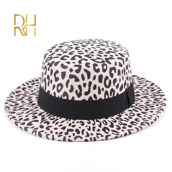 stingy brim hats fashion wool felt flat hat for women men wide leopard print chapeu de feltro bowler fedora rh, Blue;gray