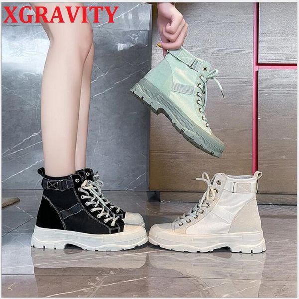 boots xgravity canvas ankle chunky heel short shoes elegant lace up design women ins british c093, Black
boots xgravity canvas ankle chunky heel short shoes elegant lace up design women ins british c093, Black