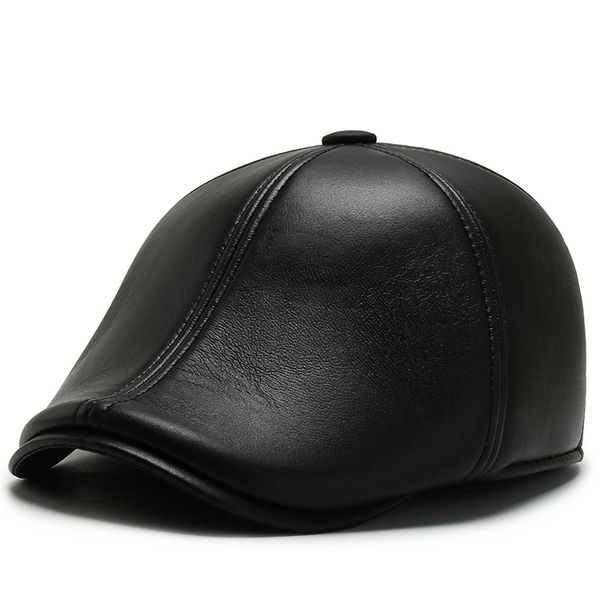 fashion men's autumn winter middle-aged and elderly beret hat pu leather hats forward hat cold and warm ear protection hats, Blue;gray
fashion men's autumn winter middle-aged and elderly beret hat pu leather hats forward hat cold and warm ear protection hats, Blue;gray