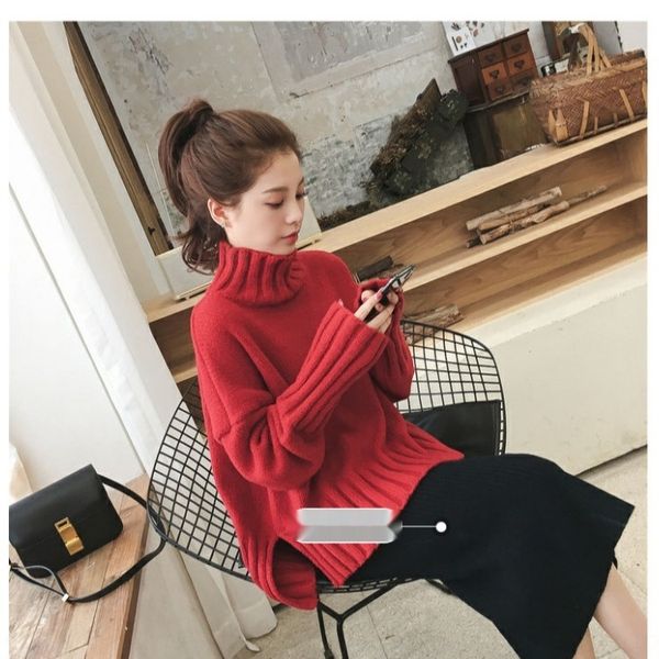 autumn and winter 2020 new korean style split turtleneck red net pullover pulloversweater pullover red sweater women's lazy loose knitt, White;black
autumn and winter 2020 new korean style split turtleneck red net pullover pulloversweater pullover red sweater women's lazy loose knitt, White;black