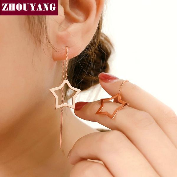 zhouyang drop earrings for women simple style long line star rose gold silver color christmas gift fashion jewelry e765 e761
zhouyang drop earrings for women simple style long line star rose gold silver color christmas gift fashion jewelry e765 e761