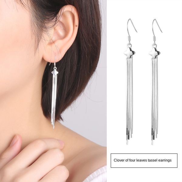 new four-leaf clover for women s925 sterling silver anti-allergy earrings tassel korean style long earrings gift
new four-leaf clover for women s925 sterling silver anti-allergy earrings tassel korean style long earrings gift