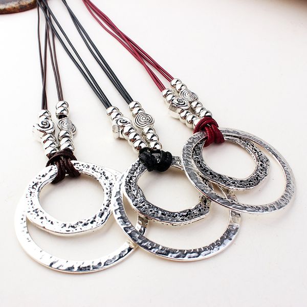 new bohemian sweater chain necklace for women vintage metal double circle pendant necklace women jewelry gift for her ld-02, Silver
new bohemian sweater chain necklace for women vintage metal double circle pendant necklace women jewelry gift for her ld-02, Silver