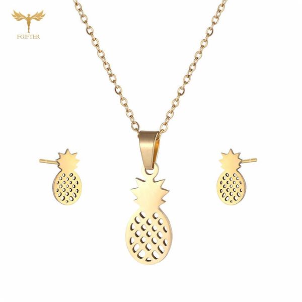 stainless steel jewelry set pineapple pendant sweet girl necklace stud earrings women's accessories, Silver
stainless steel jewelry set pineapple pendant sweet girl necklace stud earrings women's accessories, Silver