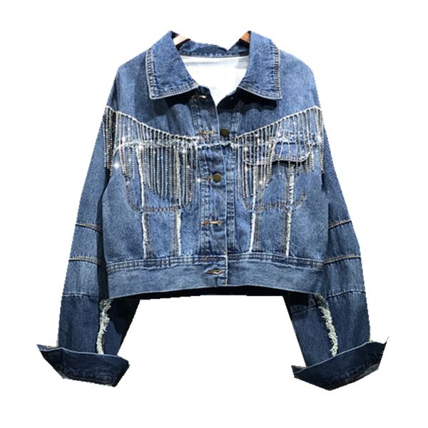 women's jackets rhinestone tassel denim jacket women loose casual personality short coat female spring autumn vintage long sleeve jeans, Black;brown
women's jackets rhinestone tassel denim jacket women loose casual personality short coat female spring autumn vintage long sleeve jeans, Black;brown