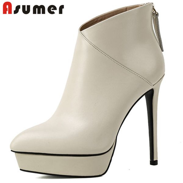 asumer 2020 high heel platform shoes women party wedding shoes pointed toe genuine leather ankle boots woman, Black
asumer 2020 high heel platform shoes women party wedding shoes pointed toe genuine leather ankle boots woman, Black