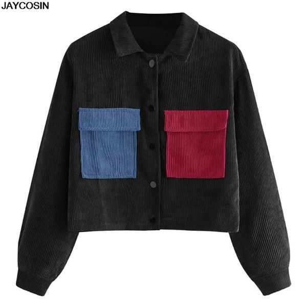 jaycosin jackets 2020 new spring fashion women's long sleeve pockets contrast panel button front corduroy jacket 1118, Black;brown
jaycosin jackets 2020 new spring fashion women's long sleeve pockets contrast panel button front corduroy jacket 1118, Black;brown