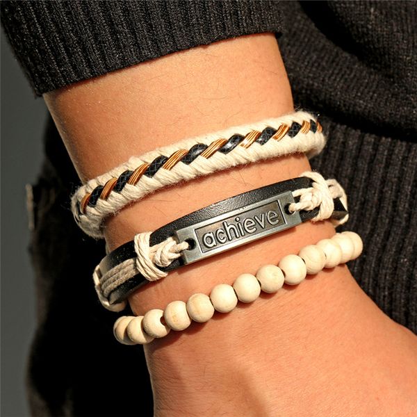 charm bracelets vintage wood bead boho ethnic handmade cotton rope braided women leather bangle punk male jewelry, Golden;silver
charm bracelets vintage wood bead boho ethnic handmade cotton rope braided women leather bangle punk male jewelry, Golden;silver