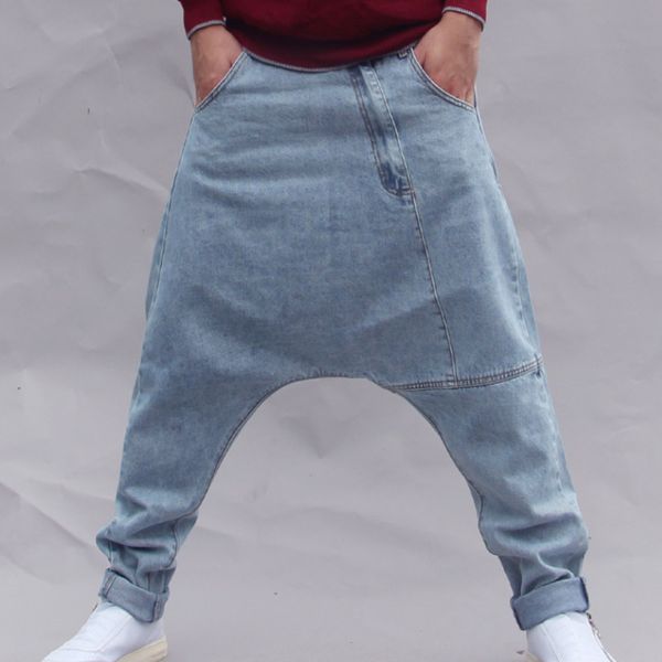 men low drop crotch baggy loose jeans cowboy cross-pants streetwear dance harem trousers harajuku hip hop denim jogger pants, Blue
men low drop crotch baggy loose jeans cowboy cross-pants streetwear dance harem trousers harajuku hip hop denim jogger pants, Blue
