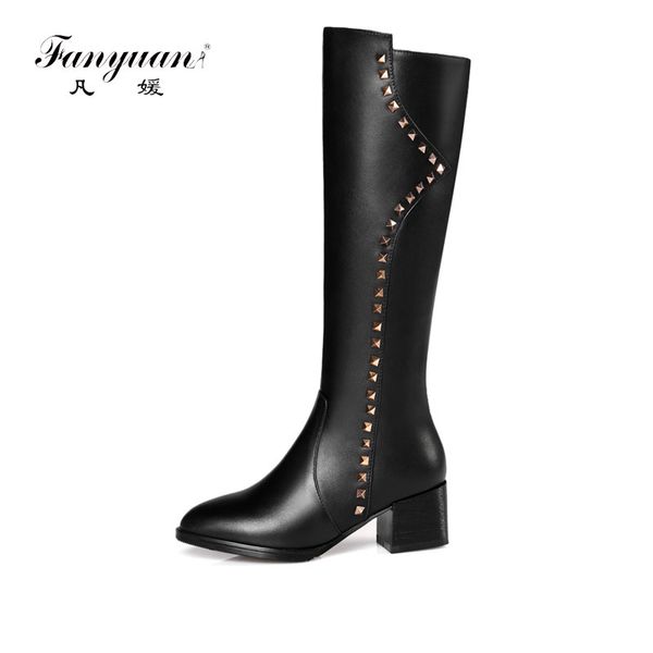 fanyuan plus size high genuine leather women motorcycle boots square heel autumn winter knee high riding zipper rivets boot, Black
fanyuan plus size high genuine leather women motorcycle boots square heel autumn winter knee high riding zipper rivets boot, Black
