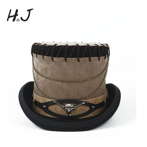 wide brim hats handmade 13.5cm black wool steampunk hat for women men leather fedora millinery goggles party cosplay cap, Blue;gray
wide brim hats handmade 13.5cm black wool steampunk hat for women men leather fedora millinery goggles party cosplay cap, Blue;gray