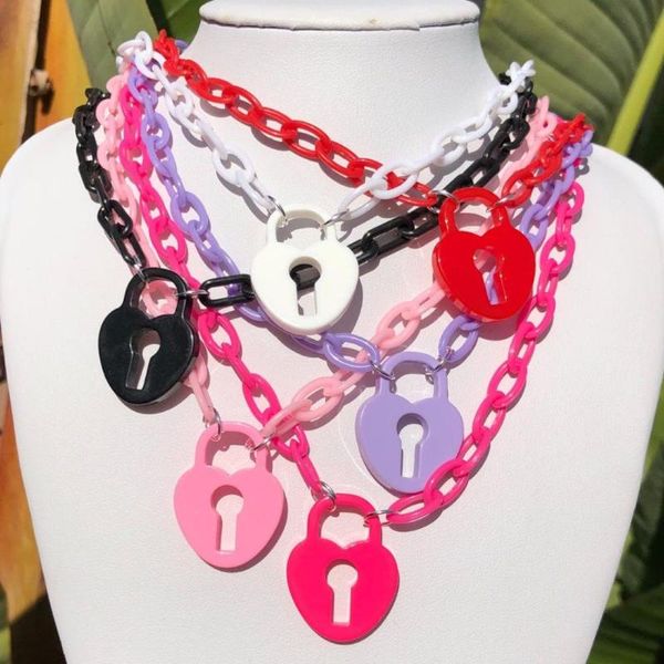 pendant necklaces heart lock colorful chain acrylic necklace for women girl punk harajuku cool cute choker statement jewelry 2021, Silver
pendant necklaces heart lock colorful chain acrylic necklace for women girl punk harajuku cool cute choker statement jewelry 2021, Silver